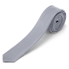 Skinny Ties Twill Gray Ties For Men and Women Solid Pure Color 1.58" (4CM) Plain Formal Slim Neckties