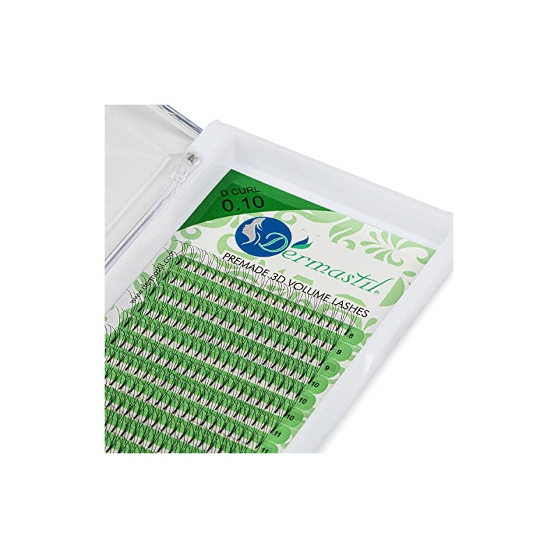 Dermastil 3D Premade Handmade Volume Eyelashes, Ready-to-Use Fan without Knots,