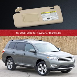 CCIYU Left and Right Sides Sun Visor fit for 2008-2013 for Toyota for Highlander(with Sunroof), 2pcs Beige Sun Visor Replace 74320-48500-E0,74320-48180-E0,04005-11148-E0,74310-48520-E0