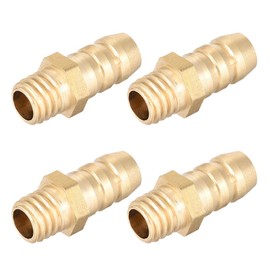 sourcing map Brass Metric Barb Connector Hose Nozzle 6mm x M6 x 1 (Pack of 4)