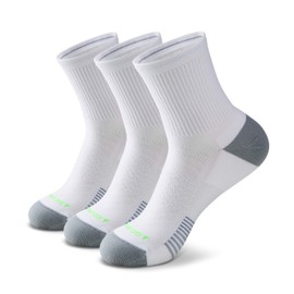 MONFOOT Women's and Men's 3-Pairs Pickleball Tennis Running Cushion Quarter Socks White Medium, multipack