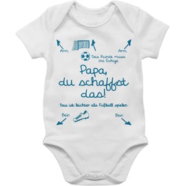 Baby Body Mädchen - Strampler & - Papa du schaffst das Fußball Junge - 3/6 Monate - Weiß - geschenk zur geburt vater sachen für neugeborene mit sprüchen papas babybodys babykleidung lustig