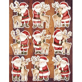 Handmade Santa And His Reindeer Die Cut Stickers Set Scrapbooking Laptop Waterbottle