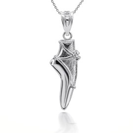 Sideways Crosses Ballet Shoe Dancing 3D Charm Pendant Necklace with 18" Chain 925 Sterling Silver