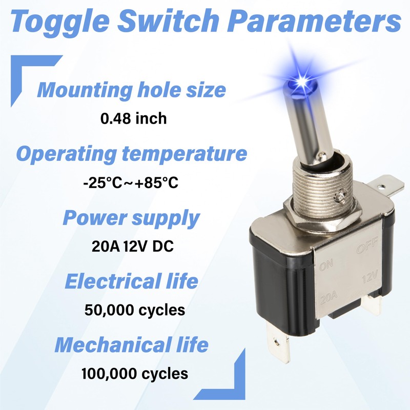 3 PCS LED Lighted Rocker Toggle Switch, 12V SPST 3