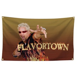 Guy Fieri Flavortown Flag ，3x5 Feet Flag Funny Poster Durable Man Cave Wall Flag with Brass Grommets This beautiful entertaining banner flag for College Dorm Room Decor,Outdoor, events, festivals..