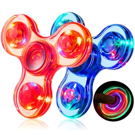 Gigilli Fidget Spinners 2 Pack, LED Light Up Fidget Toys for Kids and Adult, Christmas Goodie Bag Stocking Stuffers Glow in The Dark Sensory Toys, Classroom Prizes Birthday Return Gift for Kids 4-8-12