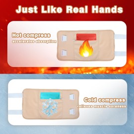 Viiotu 4 Pcs Castor Oil Pack Set, Adjustable Castor Oil Wrap Sets, Castor Oil Wrap Pad, Abdomen, Knees, Organic Castor Oil Pack (khaki)