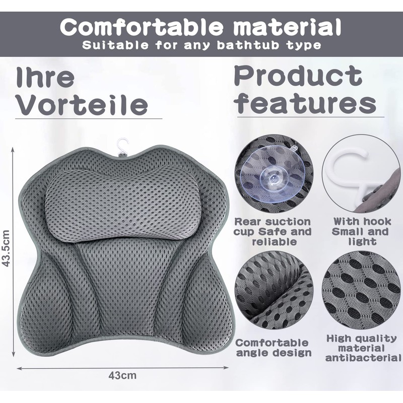 Purpledi Bath Pillow, Bath Pillow as Neck and Neck Pillow