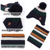 PEECABE Toddler Winter Hat Boys Girls Striped Knitted Beanie Pompom