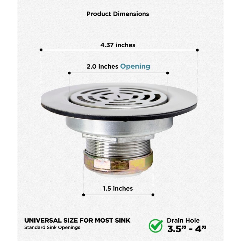 Highcraft 97I3 Flat Stainless Steel RV Mobile Shower Strainer -