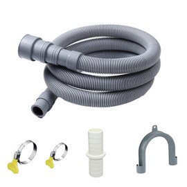 10 FT Washing Machine Drain Hose, Flexible Dishwasher Drain Hose Extension Kit, Universal Washer Drain,Corrugated Washer Hose with 1 Adapter, 2 Hose Clamps, 1 U-Bend Hose Holder