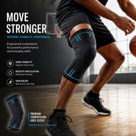 Compression Knee Sleeve for Sports Support – Breathable Anti-Slip Knee Brace for Basketball, Running & Gym