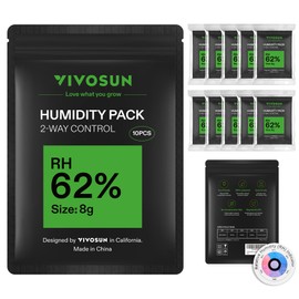 VIVOSUN 62% RH Two-Way Humidity Control Packs, Size 8 g, 10 Packs, Each for Storing 1 oz, Moisture Balancer with RH Indicator Card for Food Storage