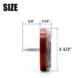 1-1/2 Inch Screw-in Felt Pads - 40pcs Furniture Chair Table Glides Pad Floor Protectors for Wooden Legs Feets, Brown