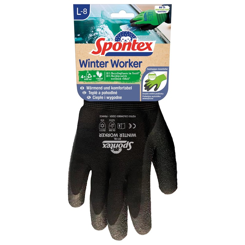 Spontex Winter Worker Rough Cold Work Gloves Made from Recycled