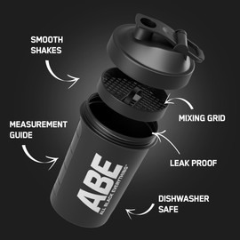 Applied Nutrition ABE All Black Everything Protein Shaker - Sports Supplements Shaker Bottle, Durable & Lightweight (400ml)