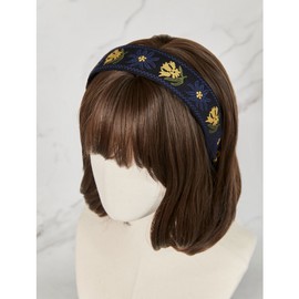 Lala 마이아 꽃 쟈가드 헤어밴드 - 민자형 네이비(MAIAHB057) Maia Floral Jacquard Hairband - Solid Navy (MAIAHB057)