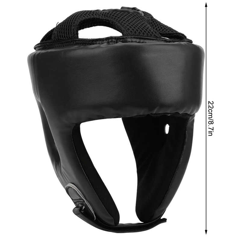 Boxing Helmet PU Leather Adjustable Head Guard Sanda Kickboxing Training