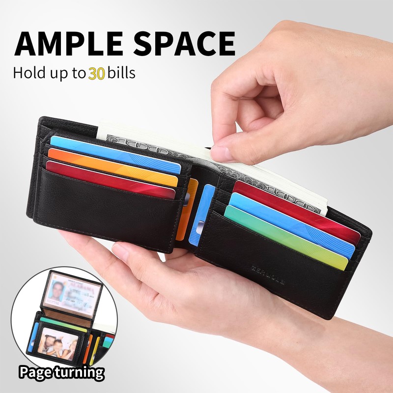 GERUOLA Wallet for Men-Genuine Leather RFID Blocking Slim Bifold Front