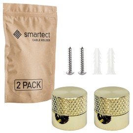 smartect Aluminium Wall and Ceiling Pins for Textile Cable [Pack of 2, Fluted, Gold] Ceiling Mounting with Screws and Dowels, Monkey Swing, Surface-Mounted Cable Holder for Own DIY Project