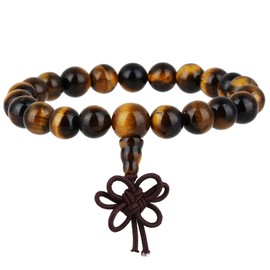 SUNYIK 21 Tiger's Eye Stone Mala Bracelet for Unisex, 7" Meditation Tibetan Buddhist Handmade Prayer Beads