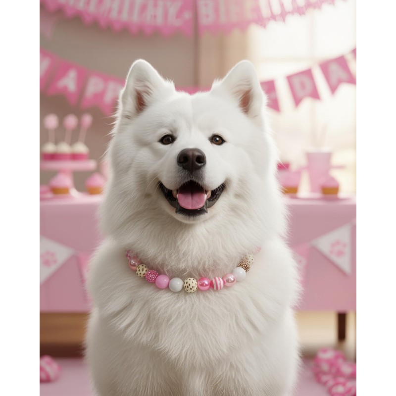 KUDES Valentine's Day Dog Collar - 20mm Chunky Bubblegum Pink