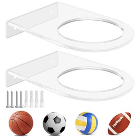 TRINENOX Acrylic Basketball Holder Wall Mount - Clear Single Pack | 5mm Ball Display Rack for Basketball/Soccer with Rustproof Design