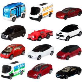 Matchbox HGW60 MBX Electric Cars Pack of 12 Metal Electric Cars and Trucks, Plastic-free Packaging, Toy for Children from 3 Years