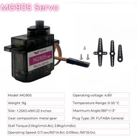 5 Pcs MG90S Servo Motor-Metal Gear 9g Micro Servo Rotation Angle 180° for RC Car Robot Helicopter, Mini Servos for Arduino Project
