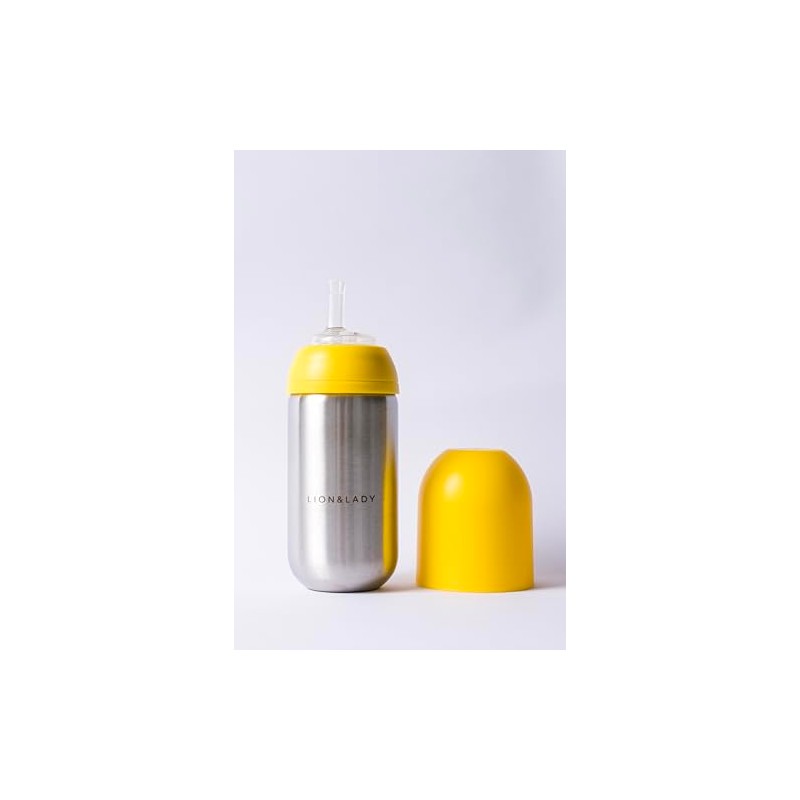 Toddler Straw Cup - 350ml 18/8 Stainless Steel (Buttercup Yellow)