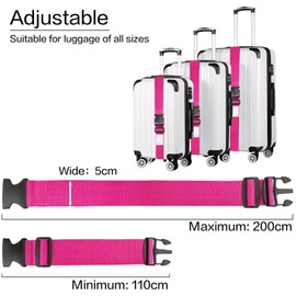2 Pack Luggage Straps, Adjustable Luggage Straps for Suitcases, Heavy Duty Suitcase Strap Luggage Belt for Travel Accessories, Pink