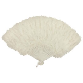 WHITE FEATHER HAND FAN LADIES BURLESQUE FANCY DRESS COSTUME