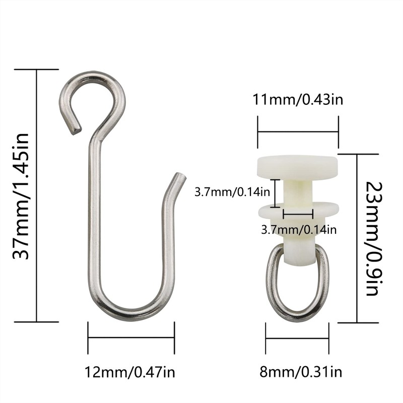 JianLing 30 Pieces Stainless Steel Hooks and 30 Pieces Curtain