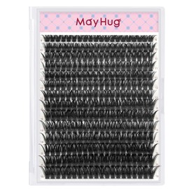 Mayhug Fluffy Eyelash Extension Kit Volume 9-16mm Individual Lashes Clusters 90D DIY Lash Extension Kit 280pcs Clusters Lash with Bond and Remover Lash Applicator