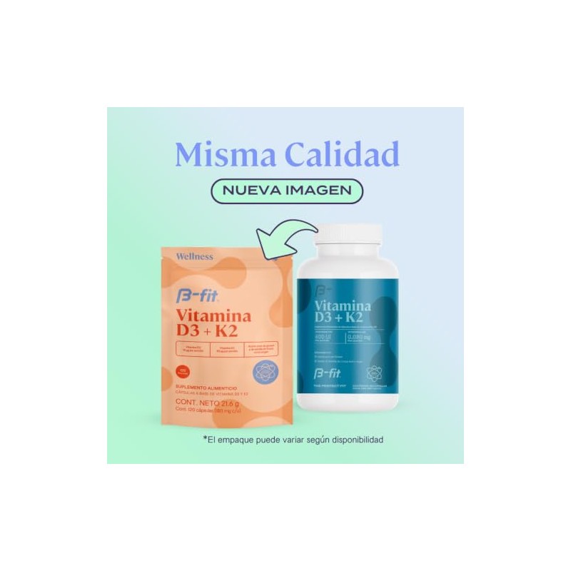 B-FIT B Vitamina D3 + K2 - Suplemento con D3