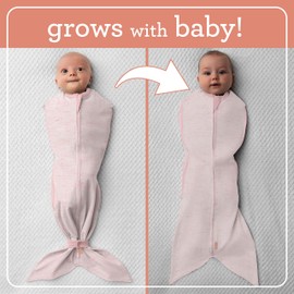 SwaddleMe Room to Grow Pod – 0-6 Months, 1-Pack (Heathered Pink) Expandable Baby Swaddle Grows with Baby and Helps Prevent The Startle Reflex for Comfortable Sleep