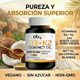 Vitamina Mct Aceite Coco Puro Extra Virgen Oil Mayor Absorción Suplemento Alimenticio Vitaminas Mujer Hombre Oby 120 Capsulas Blandas Softgels Azucar