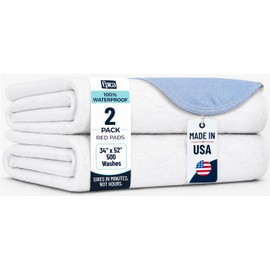Epica Bed Pads Washable Waterproof - 34"x52" (2 Pack) Incontinence Bed Pads for Adults, Mattress pad to Protect Bed from Stains, Large Bed wetting Pads for Home & Hospital Use (500 Washes)