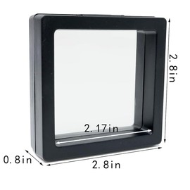 WELANGBN Black 3D Floating Frame Display Holder Stands, 1 PCS Coin Display Case, 2.8 x 2.8 x 0.8 inch Silicone Coin Frame, 3D Floating Jewelry Frame for Challenge Coins, Medallions, Jewelry