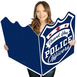 Big Dot of Happiness Thank You Police Officers - First Responders Appreciation Giant Greeting Card - Big Shaped Jumborific Card - 16.5 x 22 inches