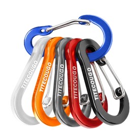 TITECOUGO Carabiner Keychain Aluminum D-Ring Non-Locking Carabine D-Shape Lock Snap Backpack Water Bottle Keychain Hiking Gear Accessories EDC Camping Tent Multi Function Tool Multiple 6PCS