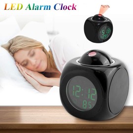 Alarm Clocks for Bedrooms, Projection Alarm Clock with Projection on Ceiling, Multi-Function Digital LCD Wall Projection Voice Talking Temperature Display LED Alarm Clock for