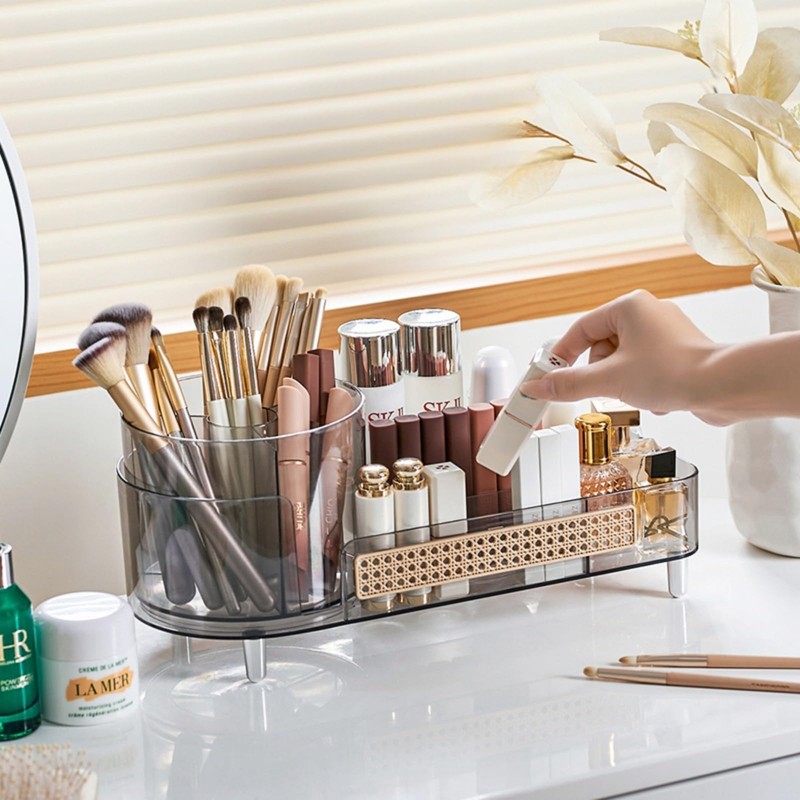 Rotating Makeup Organizer,Large Capacity Countertop Skincare Organizer,2 in 1 Bathroom