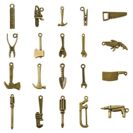 KitBeads 100Pcs 20 Styles Wrench Hammer Charms Antique Bronze Sewing Machine Tool Charm for Jewelry Making Bracelets Necklaces Crafts Bulk