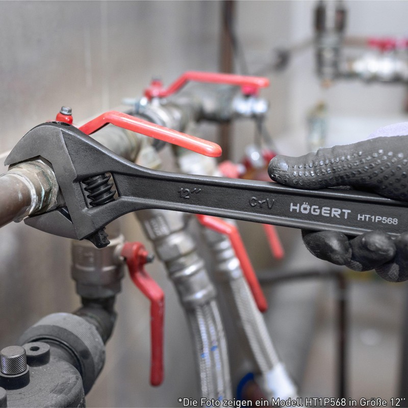Högert Technik Adjustable Wrench 10" (250mm) Adjustable Wrench with 30mm