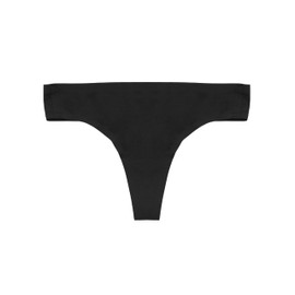 saalt Seamless Thong Period Underwear - Light Absorbency - Comfortable, Thin, Keeps You Dry from All Leaks (Medium, Volcanic Black)