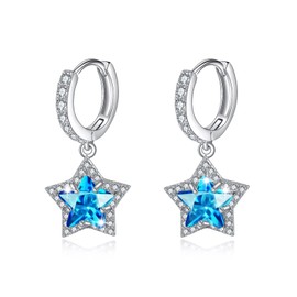 HELORET - arete de estrella de circonita cúbica para mujer, aretes de circonita cúbica delicada, joyería de regalo, Latón, Circonia cúbica