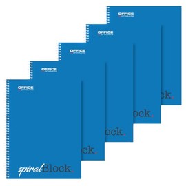 OFFICER PRODUCTS Spiral Notepad A5 Squared / Pack of 5 / 80 Sheets / 160 Pages / Notebook Spiral Notepad College Notepad with Spiral Bound / School Pad Writing Pad