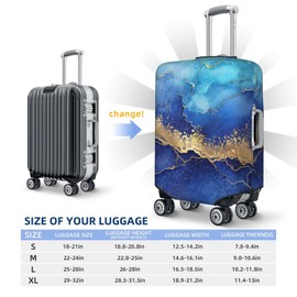 Lukbfall Blue Marble Luggage Suitcase Covers Elastic Washable Luggage Protector Travel Suitcase Protective Cover For Kid And Adult, M (Fit 22-24 Inch Luggage)